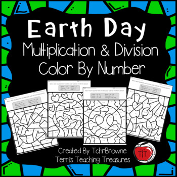 Preview of Earth Day Multiplication and Division Color by Number