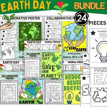 Preview of Earth Day Mural Project Collaborative Posters Crafts BUNDLE