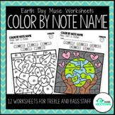 Earth Day Music Worksheets: Color by Note Name