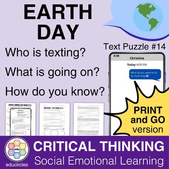 Preview of Earth Day - NO PREP Critical Thinking Text Puzzle 14 | Digital Literacy