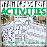 Earth Day NO PREP Literacy and Math Worksheets and Printab