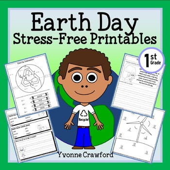 Preview of Earth Day NO PREP Printables | First Grade Math and Literacy Skills Review