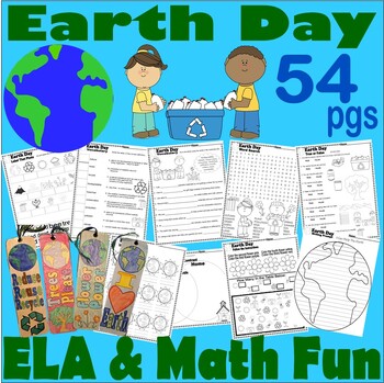 Preview of Earth Day NO PREP Worksheets Writing Prompts Activities Math ELA Spring Recycle