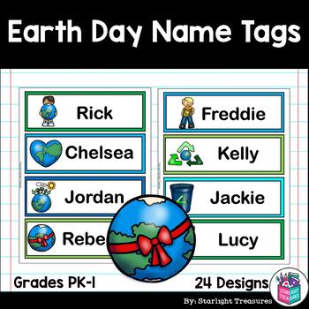 Preview of Earth Day Desk Name Tags - Editable