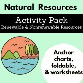 Preview of Earth Day Natural Resources Activity Pack Foldable, Worksheets, Anchor Chart