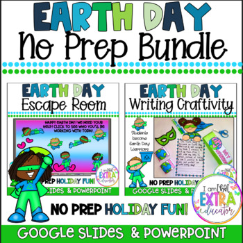 Preview of Earth Day No Prep Activities | Writing Craftivity | Escape Room | Bundle