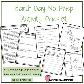 Preview of Earth Day No Prep Activity Packet