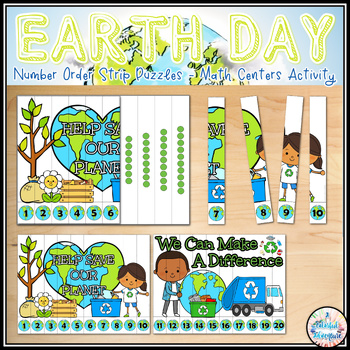 Preview of Earth Day Number Order Puzzles Math Centers Activities {Printable and Digital}