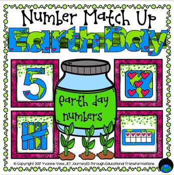 Preview of Earth Day Numbers Match Up Math Center