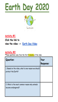 Preview of Earth Day - ONLINE (REMOTE LEARNING Activity!)