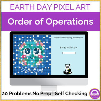 Preview of Earth Day Order of Operations | Pixel Art Activity