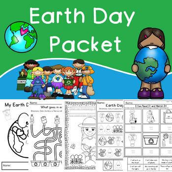 Preview of Earth Day Packet for PreK, Kindergarten, and 1st Grade April 22nd