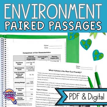 Preview of Earth Day Paired Passages Reading Comprehension & Extended Writing Environment