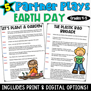 Preview of Earth Day Partner Plays: 5 Scripts with a Comprehension Check Worksheet 4th 5th