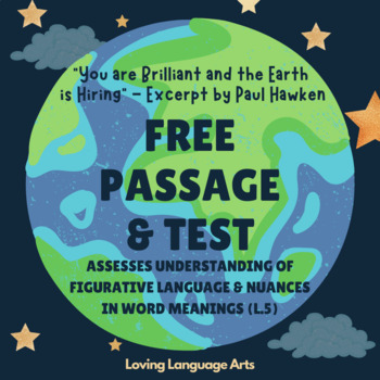 Preview of Earth Day Passage & ELA Reading Test FREEBIE - Assesses Language & Tone