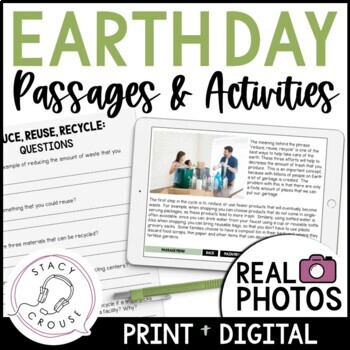 Preview of Earth Day Speech Therapy Passages and Language Activities for Middle School