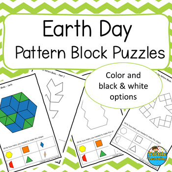 Preview of Earth Day Pattern Block Puzzles - Math Center Activity - Kindergarten/1st Grade