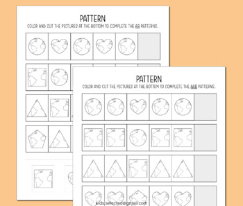 Preview of Earth Day Patterns Worksheet Cut and Paste Shape Matching Activities Repeating