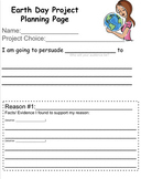 Earth Day Persuasive Writing- Planning Page/ Prewrite