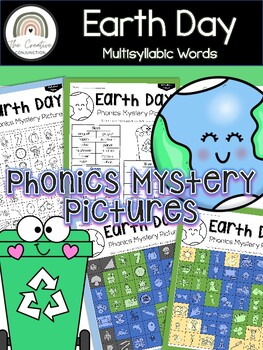 Preview of Earth Day Phonics Mystery Pictures | Multisyllabic Words