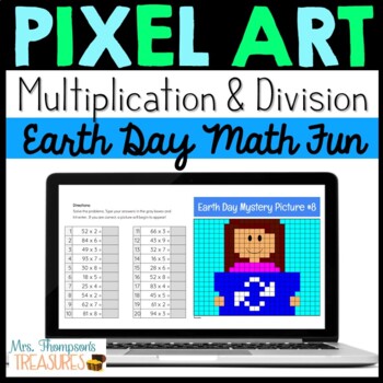 Preview of Earth Day Pixel Art Math - 2 & 3 Digit Multiplication & Division