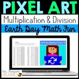 Earth Day Pixel Art Math - 2 & 3 Digit Multiplication & Division