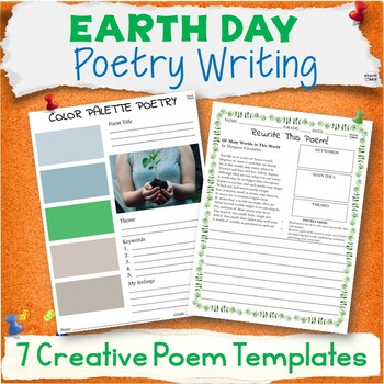 Preview of Earth Day Poetry Writing Activity Packet, Ice Breakers Write Poems Templates