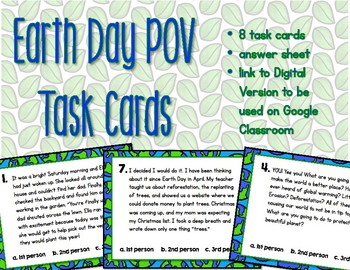 Preview of Earth Day Point of View POV Task Cards Printable and Digital