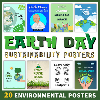Preview of Earth Day Posters Sustainability and Recycling Classroom Decor Bulletin Board