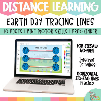 Preview of SEESAW Earth Day Pre Writing Practice for  Distance Learning and Printable