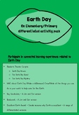 Earth Day Primary student activity pack differentiated Rea
