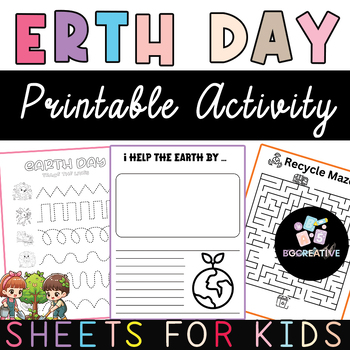 Preview of Earth Day Printable Activity Sheets for Kids And kindergarten