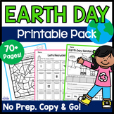 Preview of Earth Day Math & Literacy Activities Worksheets Packet Kindergarten Morning Work