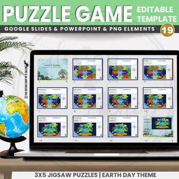 Preview of Digital Resources Google Slides Templates Puzzle Game Earth Day Theme | Set 19