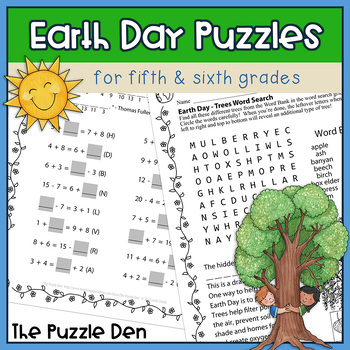 Preview of Earth Day Puzzle Pack for Grades 5 and 6