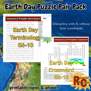 Preview of Earth Day Puzzle Pair Pack Interactive and Printable