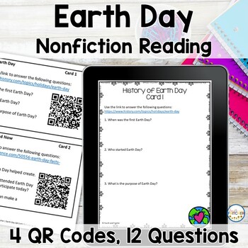 Preview of Earth Day QR Code Activity | Nonfiction Reading | Digital