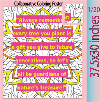Preview of Earth Day Quote, Zantangle Collaborative Coloring Poster| world Earht day Bundle