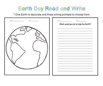 Preview of Earth Day Read and Write Activity