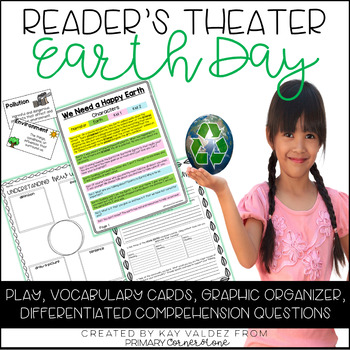 Preview of Earth Day Reader's Theater: Vocab. cards, comprehension, & graphic organizers