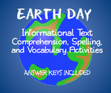 Earth Day Activities for Reading Comprehension, Spelling, 