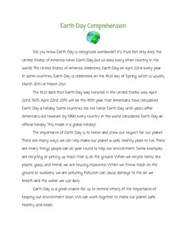 Preview of Earth Day Reading Unit