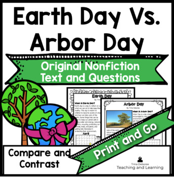 Preview of Earth Day Reading Comprehension with Reading Passages on Earth Day Vs Arbor Day