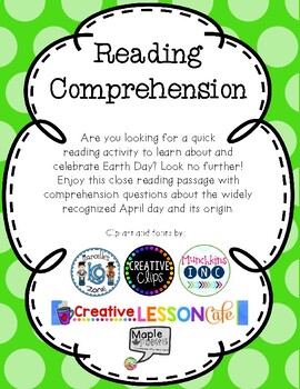 Preview of Reading Comprehension/Close Read, Earth Day - NO PREP!