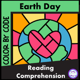Earth Day Close Reading Comprehension - Color By Code April 22 