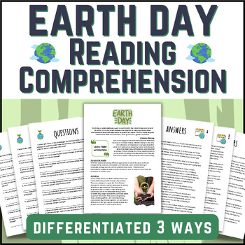 Preview of Earth Day Reading Comprehension Differentiated 3 Ways