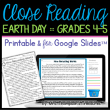 Earth Day Reading Comprehension Nonfiction Grades 4-5 Dist