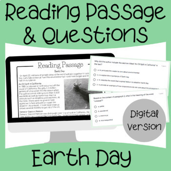 Preview of Earth Day Reading Comprehension Passage and Questions | Google Classroom