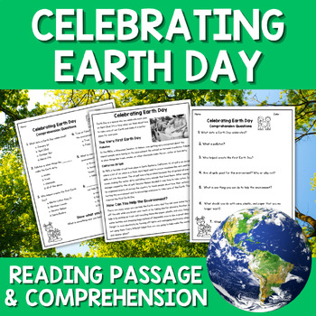 Preview of Earth Day Reading Comprehension Passage and Worksheets | Science Text