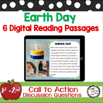 Preview of Earth Day Reading Comprehension Passages -  Digital -  NO Prep  1st- 2nd Grade